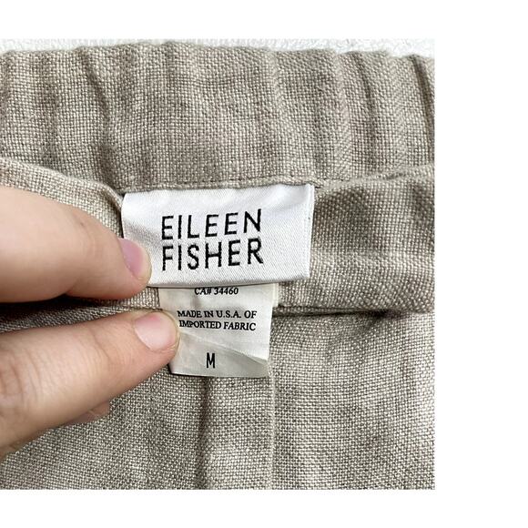 Eileen Fisher Beige 100% Linen Lightweight Cropped Pants Boho Sustainable Size M - Picture 4 of 4